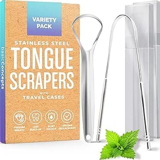 Mouthology Tongue Scraper for Adults (Variety Pack), Reduce Bad Breath, Metal Tongue Scraper, Tongue Cleaner, Tongue Scraper, Stainless Steel Tongue Scraper, Tongue Cleaner for Adults