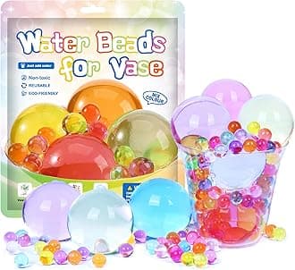 Non-Toxic Water Beads Kit,500 Pcs Giant & 100000 Small Gel Beads,Rainbow Mix Water Gel Beads Growing Balls for Vases Filler,Wedding Centerpieces,Home & Plant Decoration,and More