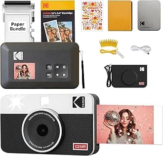 Mini Shot 2 Retro 4PASS 2-in-1 Instant Camera and Photo Printer (2.1x3.4 inches) + Initial 8 Sheets + 30 Sheets Gift Bundle, White