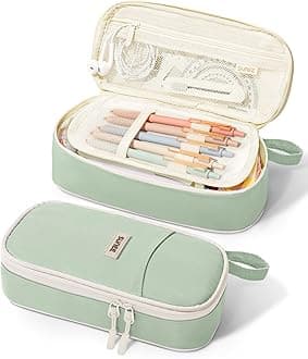 Cute Pencil Case, Aesthetic Pen Pouch, Colored Large Pencil Bag with Zipper, Kawaii Stationery Storage and Organizer, School Supplies for Teen and Adult Girls, Green