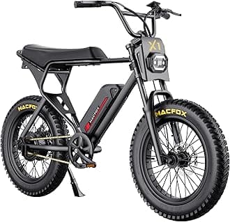 MACFOX Electric Bike for Adults Wheelies with 750W Motor and 48V 10.4Ah Ebike Battery, 25MPH Max 28 Miles Electric Motorcycle 20" Fat Tire Dirt Bike with Dual Disc Brakes and Shock Absorbers
