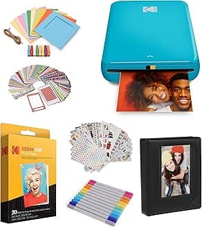 Kodak Step Instant Color Photo Printer with Bluetooth/NFC, ZINK Technology & Kodak App for iOS & Android (Blue) Starter Bundle, 2x3