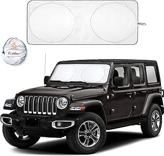 EcoNour Jeep Windshield Sunshade | Sun Visor to Protect UV Rays and Heat Glare | Jeep Accessories Cover | Fits for Wrangler, Gladiator, and Rubicon Models | Jeep Sunshade - X-Small 60 x 21 inches