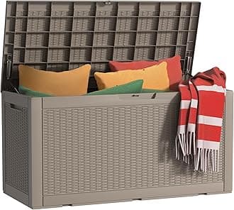 120 Gallon Outdoor Deck Box, Lockable Waterproof Outdoor Storage Boxes For Garden Tools,Indoor Cushions,Accessories Outside Storage Resin Weatherproof Container(Grey)