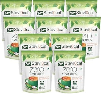 Stevi0cal Stevia Sweetener Powder | 100% Sugar Free Natural | Zero Calorie for Weight Management, Diet, Diabetic Friendly | 350 gm Jar - Pack of Ten (10 x 350 gm)
