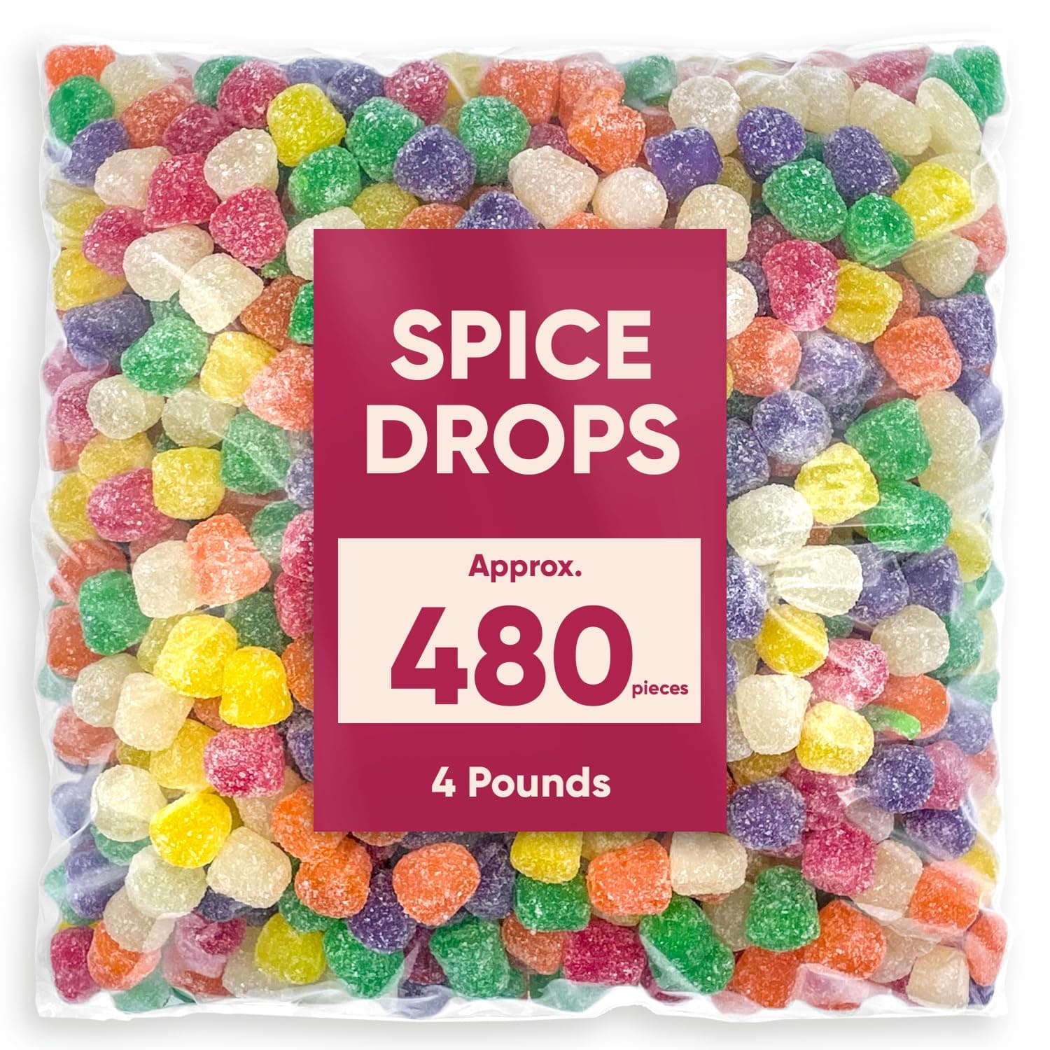 Spice Candy Gum Drops Bulk Candy -Assorted Fruit Flavor - 4 Pounds - Jelly Fruit Gum Drops - Sweet And Spice Drops Candy - Delicious Bulk Pack for Endless Candy Enjoyment - Ideal for Holidays Christmas Candy Tree
