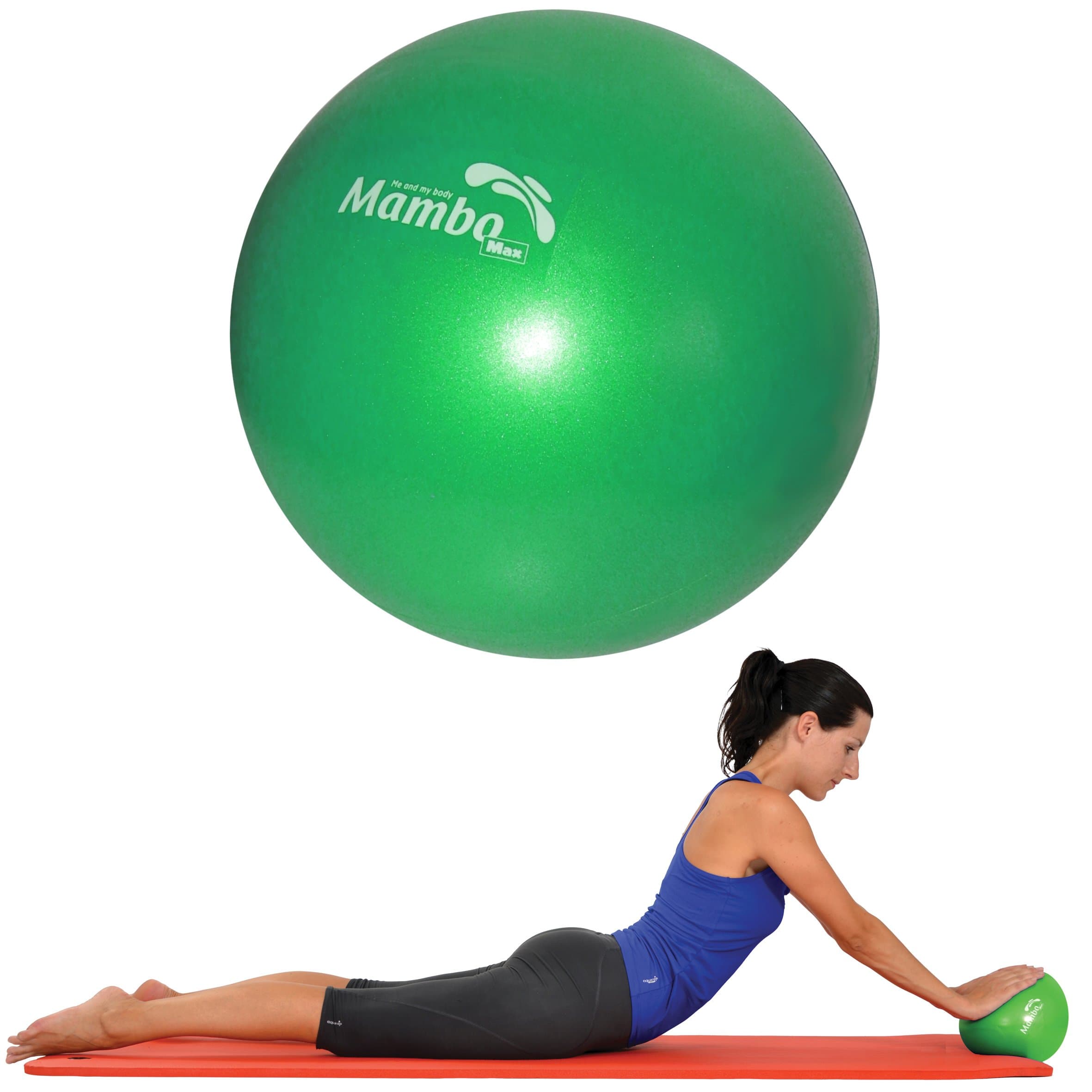 Mvs Soft Over Ball, 25 - 27 cm + 2 Caps + Inflating Needle for Pilates / Gymnastics / Yoga / Gym, Green