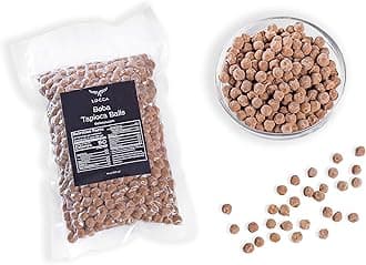 Boba Pearls | Tapioca Pearls | Sago Pearls | Locca Booba | 14 Oz (10 Servings) | Premium Easy to Cook | No Preservatives | Boba Pearls Recipe Card | Vegan | 400gr Brown Sugar Boba - (1 Bag only)