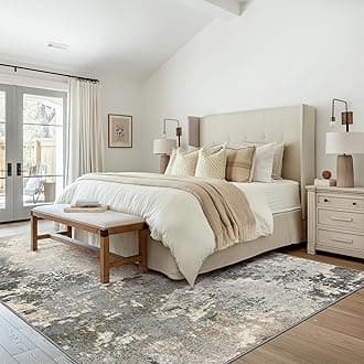 BEIMO Area Rugs 8x10 Machine Washable Rug for Bedroom Living Room Dining Room, Large Modern Abstract Soft Rugs, Indoor Low Pile Carpet with Non Slip Rubber Backing, Abstract Grey Green