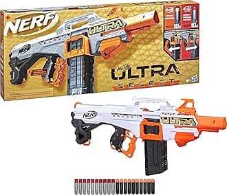 Nerf Ultra Select Fully Motorized Blaster, Fire for Distance or Accuracy, Includes Clips and Darts, Outdoor Games and Toys, Automatic Electric Full Auto Toy Foam Blasters