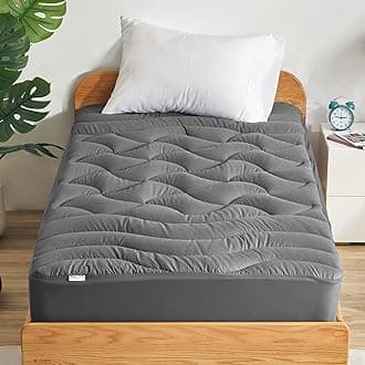 SLEEP ZONE Premium Mattress Pad Cover Cooling Overfilled Fluffy Soft Topper Zone Design Upto 21 inch Deep Pocket with Athletic Grade Elastic Skirt, Grey, Twin