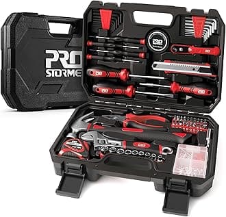 Prostormer 160-Piece Home Repair Tool Set, General Household Hand Tool Kit with Toolbox Storage Case for House, Garage, College Dorm and Office (Red)
