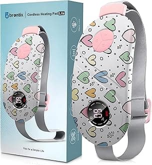 BRONTIX Period Cramp Relief Massager for Women | Portable Cordless Menstrual Pain Relief Heating Pad with 6 Heat & Massage Modes | Electric Periods Cramp Massager | Perfect Gifts for Woman