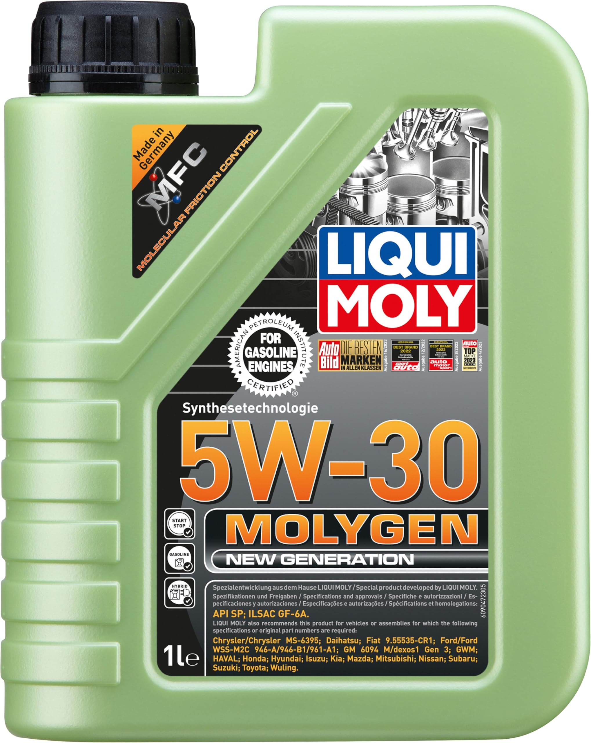 Molygen New Generation 5W-30 ACEA C2,ACEA C3,API SN Fully Synthetic Engine Oil (1 L) | Compatible with Cruiser, UTV, ATV