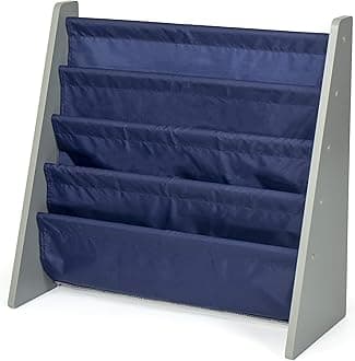 Humble Crew Book 4 shelves Organizer Kids Bookshelf, Grey/Navy
