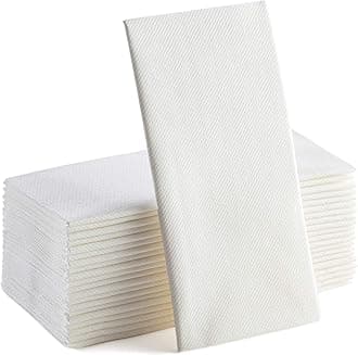 50 Count Disposable Hand Towels for Bathroom - Paper Guest Towels White Dinner Napkins, Linen Feel Guest Napkins Events Parties 16"x16"