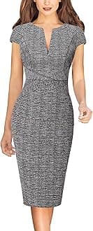 VFSHOW Womens Slim Zipper Up Business Cocktail Party Night Out Bodycon Pencil Sheath Dress