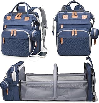 Baby Diaper Bags with Changing Station, Waterproof Diaper Bag Backpack for Moms Dads with USB Charging Port, Baby Shower Gifts, Large Capacity diaper backpack, Blue