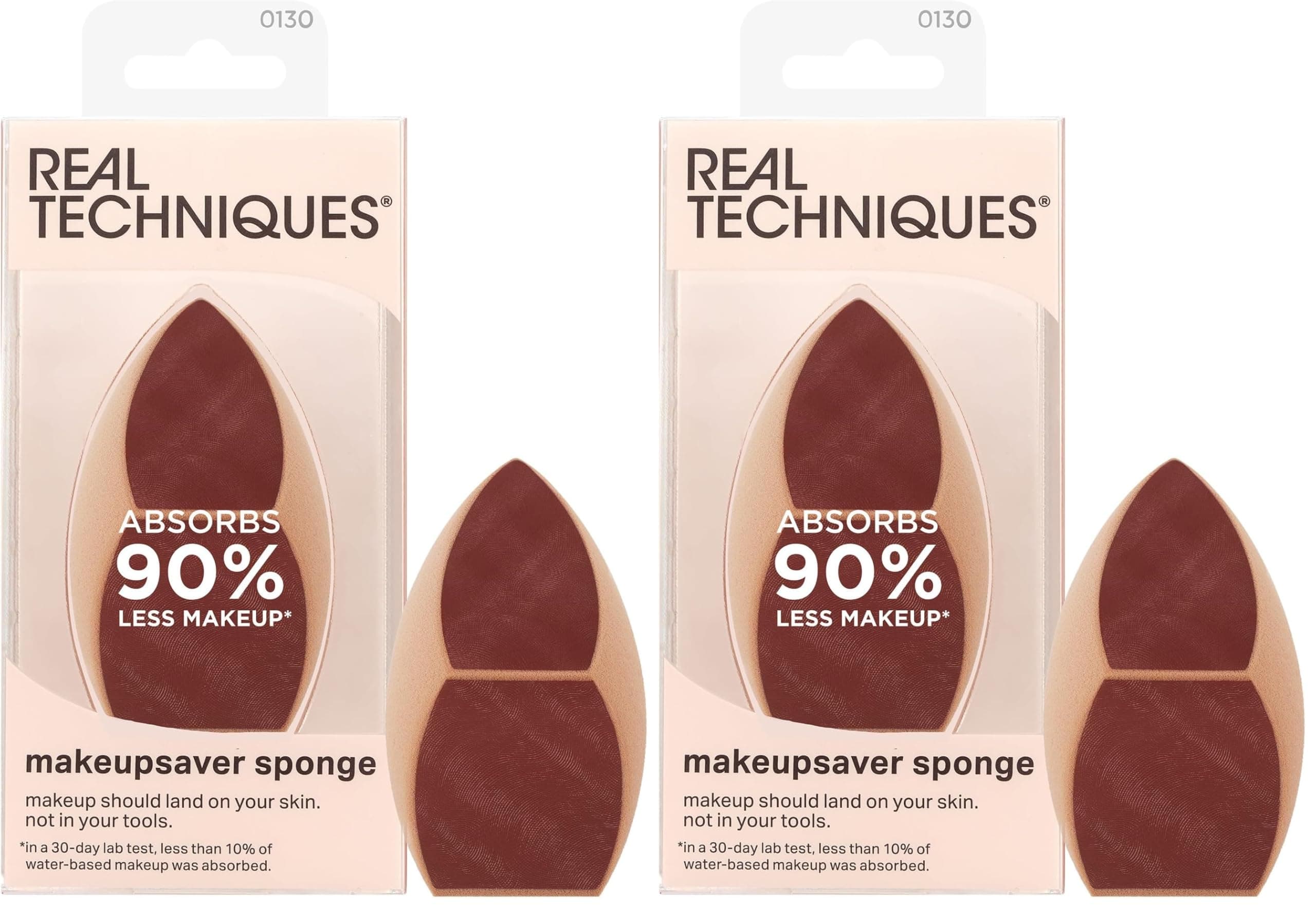 Real Techniques Makeupsaver Sponge, Makeup Blender Sponge For Liquid & Cream Formulations, Natural Finish & Reduces Makeup Waste, Targeted Application, Cruelty & Latex-Free, 1 Count (Pack of 2)
