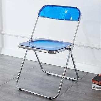 KAIHAOWIN Luxury Modern Transparent Folding Chair Acrylic Folding Chairs-Ghost Stackable Crystal Seat-PC Plastic Living Room Seat-Chrome Frame Accent Side Chair for Outside Inside