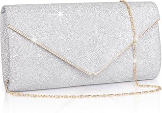 LarcencielClutch Purses for Women, Sparkling Envelope Evening Bag with Detachable Chain, Sparking Silver