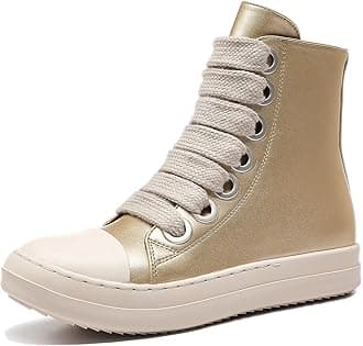 MOFEEDOUKAWomens High Top Sneakers Thick Shoe Laces PU Leather Comfort Platform Walking Shoes with Zipper