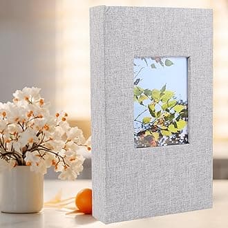 Fabric Photo Album 4x6 300 Pockets,Large Capacity Photo Book Slip-in Picture Albums,Fabric Linen Cover Picture Books,Grey,1Pack