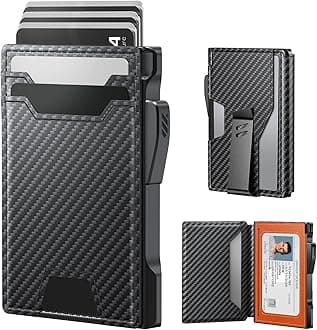 typecaseWallet for Men: Rfid-blocking with Money Clip Slim Leather Bifold ID Window Smart Pop Up Card Case Front Pocket Wallet with Gift Box (Black Orange)Carbonfree Certified