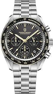Pagani Design 1701 Men's Watch, Chronograph, VK63 Japanese Quartz Movement, Stainless Steel Bracelet, Water Resistant to 330 Feet (100 Meters), Sapphire Glass Wristwatch.