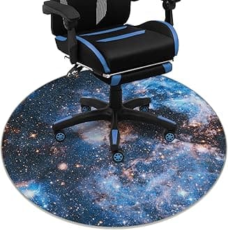 Anidaroel 47" Galaxy Round Rugs, Star Desk Chair Mat for Hardwood,Computer Chair Mat for Gaming Room, Non-Slip Office Rugs for Rolling Chairs, Low Pile Carpet Protector Mat for Office Chair
