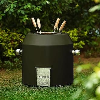 - HAUS OF BARS by Speedx- Charcoal Tandur with 4 Skewers | Home Cooking Tandoor Crafted with a Blend of Clay & Metal, (20x20x20) Inches, Cylindrical (Royale Green)