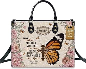 Personalized Leather Handbag for Women, Custom Name Church Bag, Christian Gifts, Mother's Day Gifts for Mom, Grandma