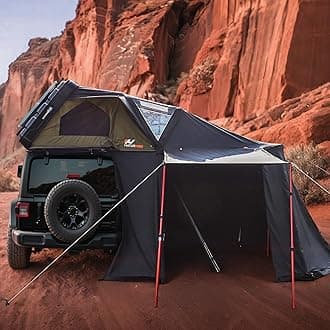 Naturnest Rooftop Tent Hard Shell with Annex Room, Easy Set Up Large Tent for 2-3 Person Camping, Waterproof 4 Season Tents for Truck, Jeep, SUV, Van, Trailer - Sirius 1 Plus with Annex Room