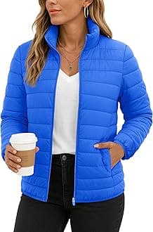 Women's Puffer Jackets Quilted Packable Puffy Coats Lightweight Winter Warm Zip Up Down Jacket Stand Collar