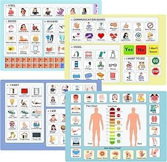 Plastic Communication Board for Non Verbal Adults, Picture Symbol Communication Cards for Aphasia, Stroke Patients, Hospital and Care Home use