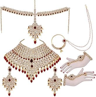 Lucky Jewellery Wedding Designer Maroon Color Gold Plated Dulhan Choker Bridal Set for Girls & Women (2475-L1ZS-KD124-M)