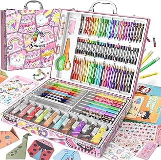 BestJay Unicorn Art Supplies - Arts and Crafts for Girls - 500 Pieces Painting, Drawing Coloring Art Kit Art Set - Beginners Art Case Toys Christmas Gifts for Kids (Age 5-12)