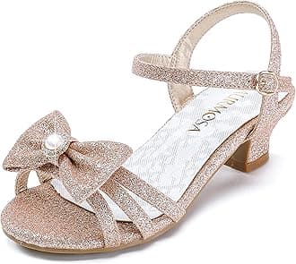 Girls Sandals Grils Dress Shoes Wedding Party Open Toe Glitter High Heels for Little Big Kids Toddler