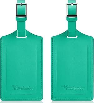 Travelambo Luggage Tags for Suitcases Faux Leather Privacy Protection 2 Pack Bag Tags Travel Accessories Essential, Blooming Green