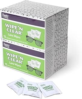 - Lens Wipes, Wipe 'N Clear, 150 Count, Pre-Moistened, Streak-Free, Safe for Glasses, Sunglasses, Gentle Cleaning, Clear Vision, Individually Wrapped for Travel & Convenience, Made in the USA