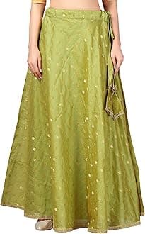 Studio ShringaarWomen's Polyester Readymade Chanderi Silk Long Skirt Lahenga