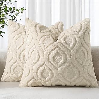 decorUhome Cozy Textured Euro Sham Throw Pillow Covers 26x26 Inch Set of 2, Soft Plush Faux Wool Beige Accent Couch Pillow Covers for Modern Farmhouse Sofa Bed Living Room