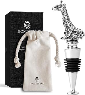 Homestia Wine Stoppers for Wine Bottles, Giraffe Wine Beverage Bottle Stopper, Stainless Steel Reusable Wine Corks with Silicone Seal, Bottle Cover Leak proof Keep Fresh