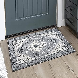 Lahome Boho Tribal Area Rug - 2x3 Gray Door Mat Rugs for Entryway, Kitchen Rugs and Mats Non Skid Washable,Throw Small Rug for Bedroom Indoor Carpet for Foyer Bathroom Laundry Entrance