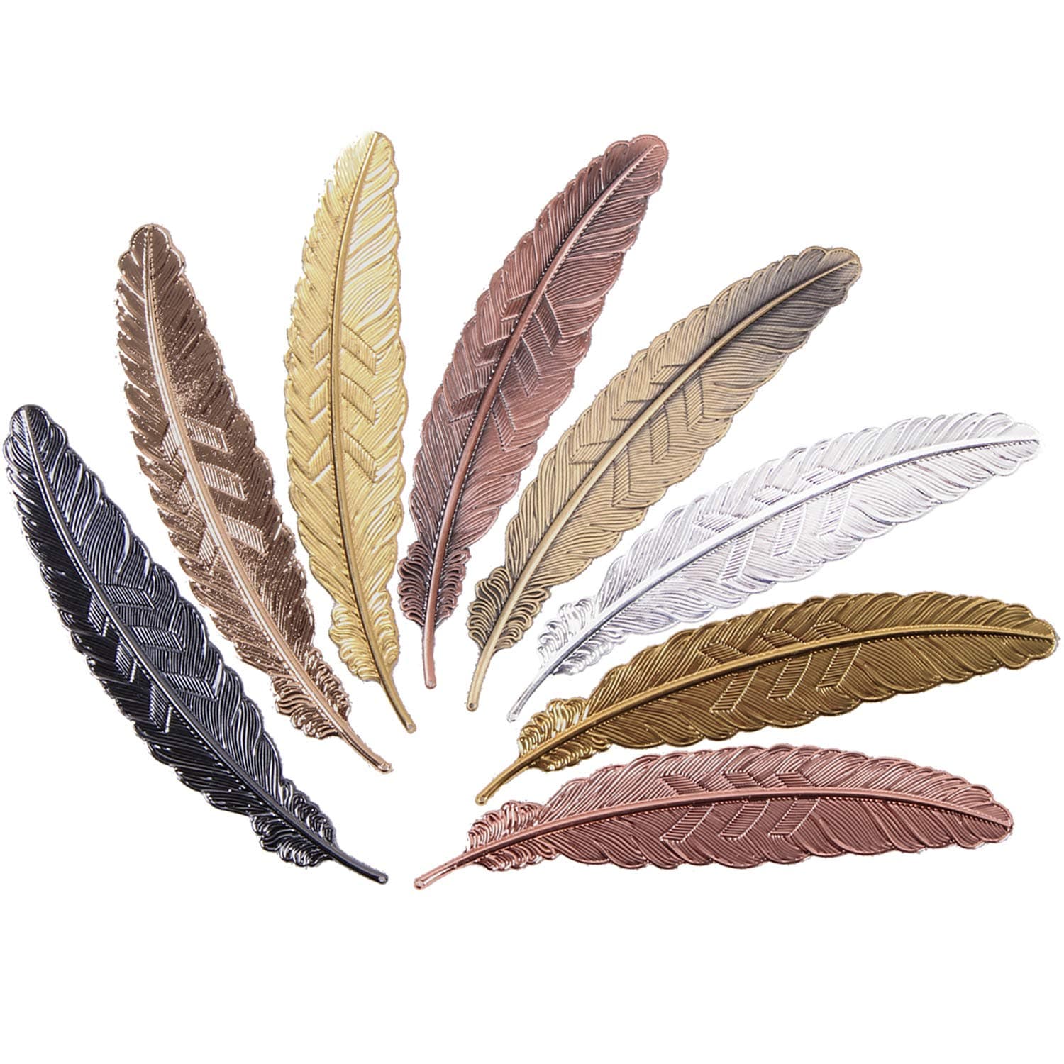 8pcs Different Color Feather Metal Bookmarks