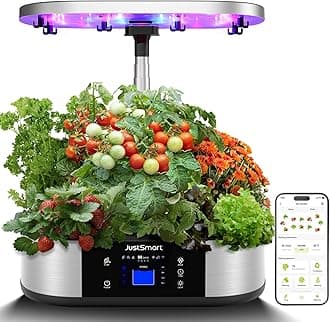WiFi 12 Pods Hydroponics Growing System with APP Controlled, JustSmart Indoor Garden Up to 30" with 48W 120 LED Grow Light, Silent Pump System, Automatic Timer for Home Kitchen Gardening, GS1 Max