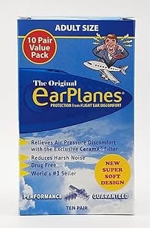 EarPlanes New Super Soft Adult ® Ear Plugs Airplane Travel Ear Protection 10 Pair