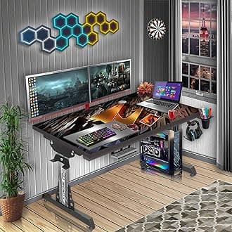 Xtreme PRO Direct Theme Printed Computer Table for Gaming, Work & Study. Large for PC, Dual Monitors, iMac, and Laptops. Metal & Engineered Wood. Black Stand Desk, 4Ft x 2Ft (XPB425-CT-164)