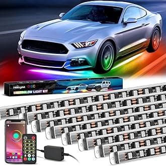 Nilight8 Pieces 396 LED Underground Neon Aluminum Strip Lights Dream Color Door Assist Multi-Mode Sound Active Function Music Mode with App and Remote Control Strip