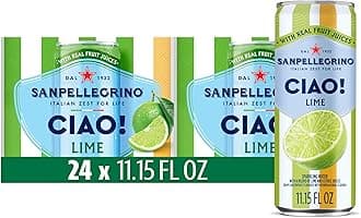 Sanpellegrino CIAO! Lime Sparkling Water, Low-Cal, 0g Added Sugar, 24-Pack